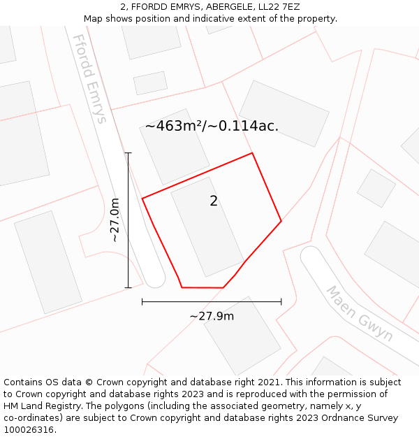 2, FFORDD EMRYS, ABERGELE, LL22 7EZ: Plot and title map