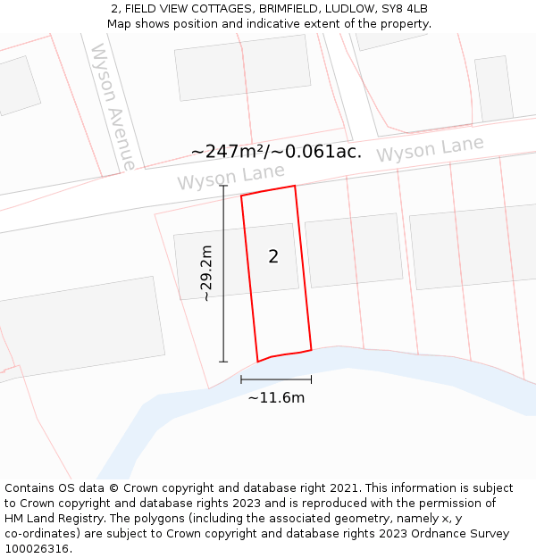 2, FIELD VIEW COTTAGES, BRIMFIELD, LUDLOW, SY8 4LB: Plot and title map