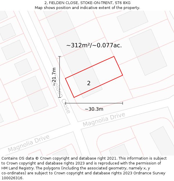 2, FIELDEN CLOSE, STOKE-ON-TRENT, ST6 8XG: Plot and title map