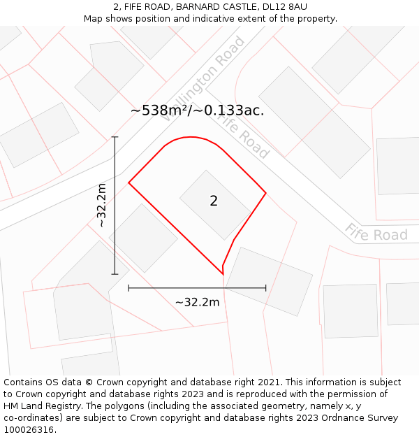 2, FIFE ROAD, BARNARD CASTLE, DL12 8AU: Plot and title map