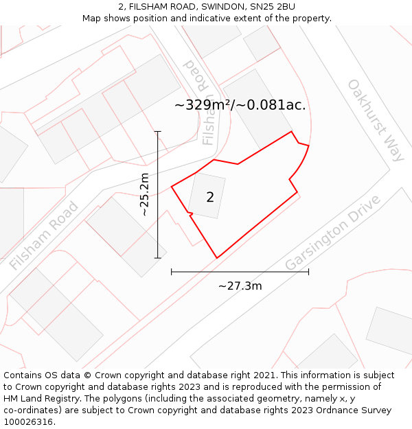 2, FILSHAM ROAD, SWINDON, SN25 2BU: Plot and title map