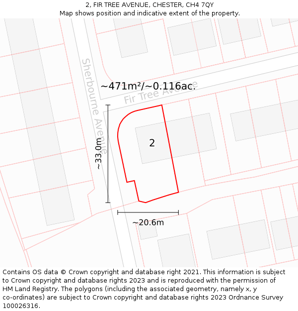 2, FIR TREE AVENUE, CHESTER, CH4 7QY: Plot and title map