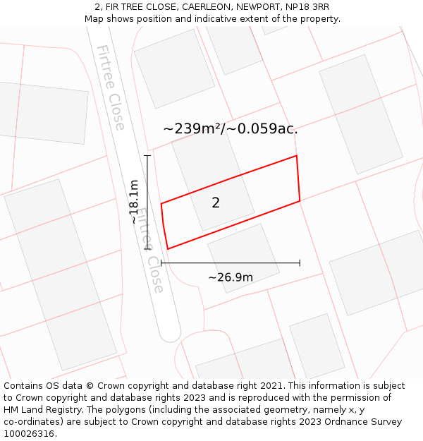 2, FIR TREE CLOSE, CAERLEON, NEWPORT, NP18 3RR: Plot and title map