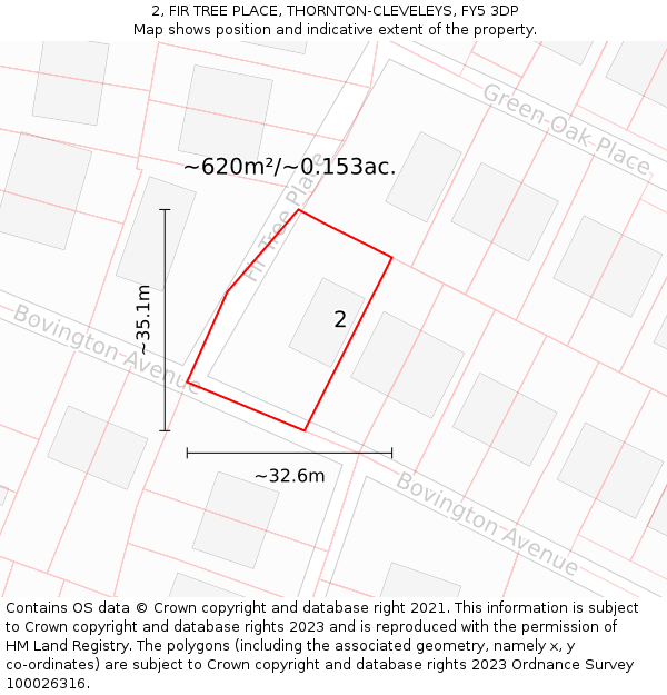 2, FIR TREE PLACE, THORNTON-CLEVELEYS, FY5 3DP: Plot and title map