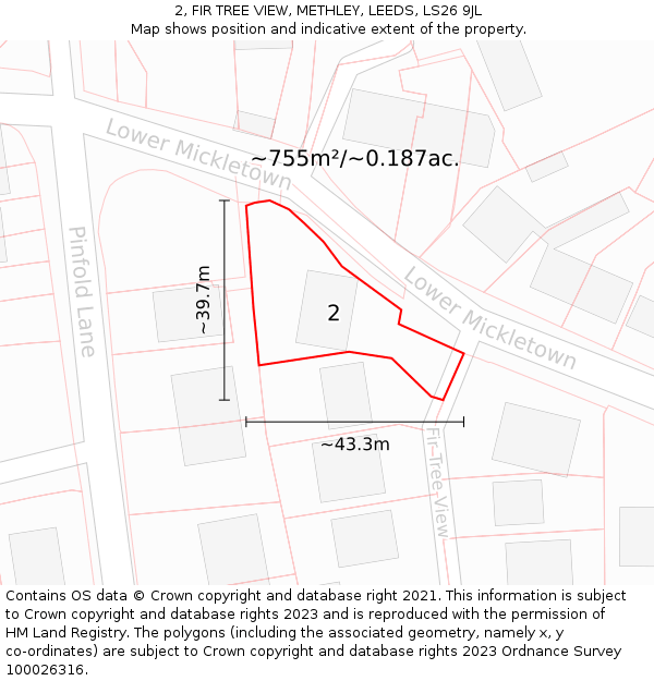 2, FIR TREE VIEW, METHLEY, LEEDS, LS26 9JL: Plot and title map