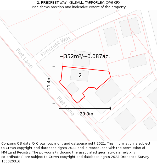 2, FIRECREST WAY, KELSALL, TARPORLEY, CW6 0RX: Plot and title map