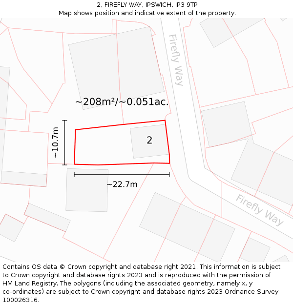 2, FIREFLY WAY, IPSWICH, IP3 9TP: Plot and title map