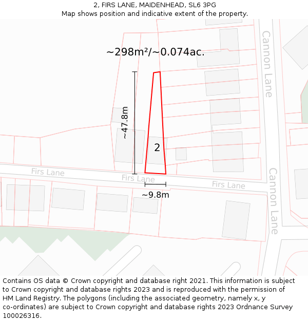 2, FIRS LANE, MAIDENHEAD, SL6 3PG: Plot and title map