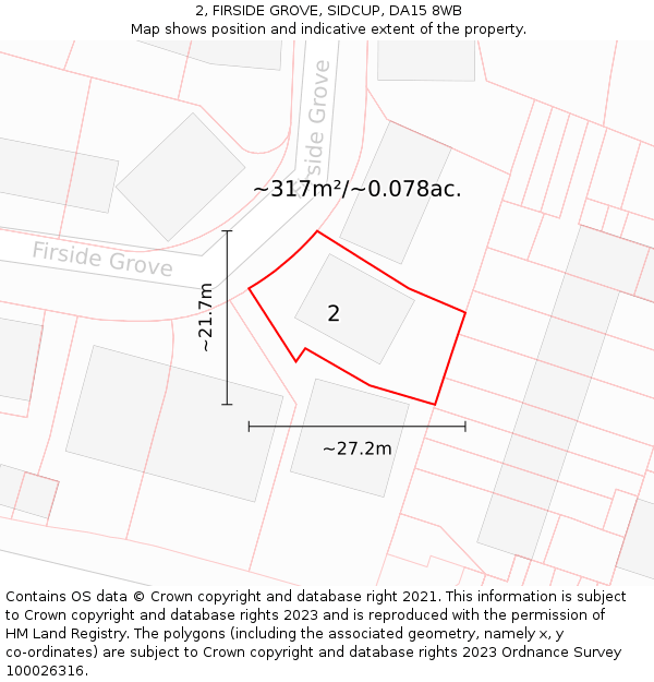 2, FIRSIDE GROVE, SIDCUP, DA15 8WB: Plot and title map