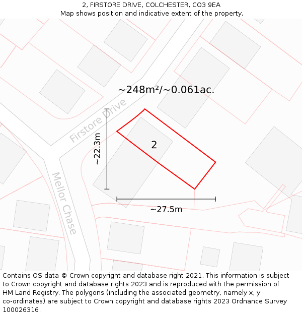 2, FIRSTORE DRIVE, COLCHESTER, CO3 9EA: Plot and title map