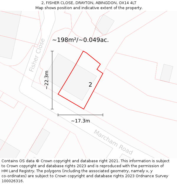 2, FISHER CLOSE, DRAYTON, ABINGDON, OX14 4LT: Plot and title map