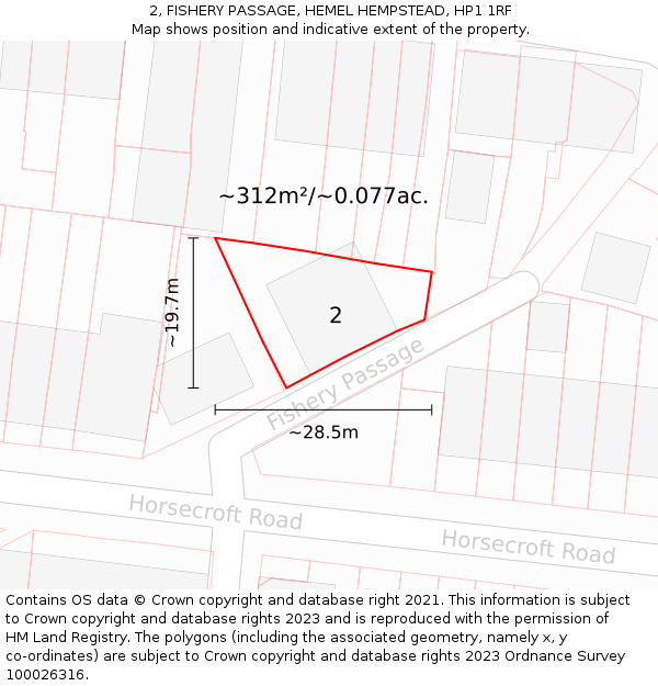 2, FISHERY PASSAGE, HEMEL HEMPSTEAD, HP1 1RF: Plot and title map