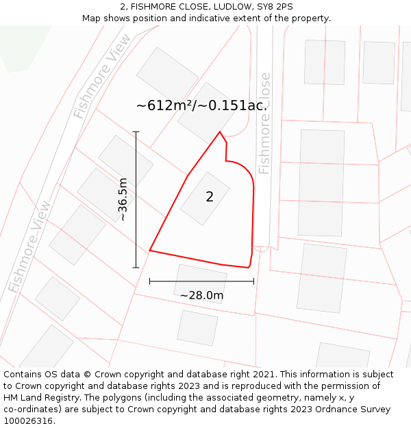 2, FISHMORE CLOSE, LUDLOW, SY8 2PS: Plot and title map
