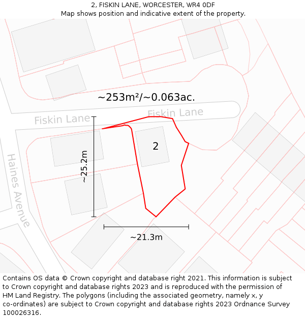2, FISKIN LANE, WORCESTER, WR4 0DF: Plot and title map