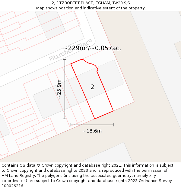 2, FITZROBERT PLACE, EGHAM, TW20 9JS: Plot and title map