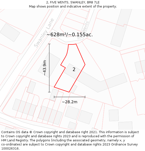 2, FIVE WENTS, SWANLEY, BR8 7LE: Plot and title map