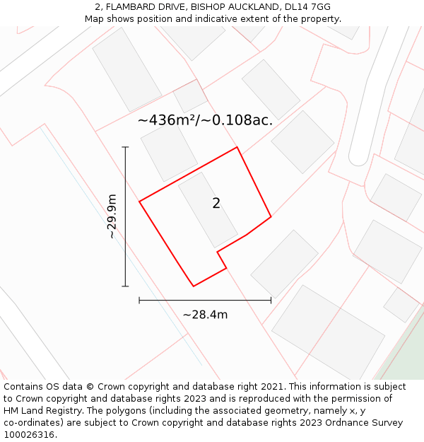 2, FLAMBARD DRIVE, BISHOP AUCKLAND, DL14 7GG: Plot and title map