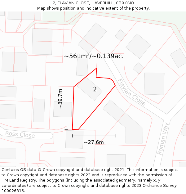 2, FLAVIAN CLOSE, HAVERHILL, CB9 0NQ: Plot and title map