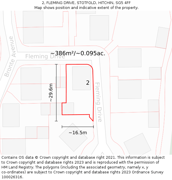 2, FLEMING DRIVE, STOTFOLD, HITCHIN, SG5 4FF: Plot and title map