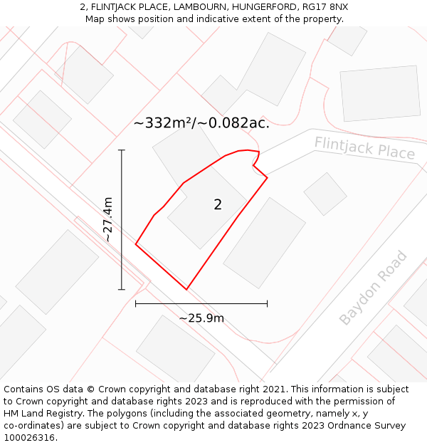 2, FLINTJACK PLACE, LAMBOURN, HUNGERFORD, RG17 8NX: Plot and title map