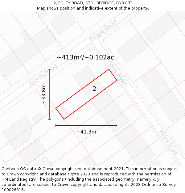 2, FOLEY ROAD, STOURBRIDGE, DY9 0RT: Plot and title map