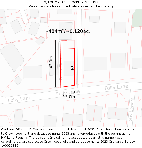 2, FOLLY PLACE, HOCKLEY, SS5 4SR: Plot and title map