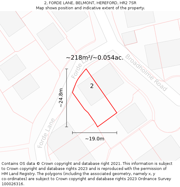 2, FORDE LANE, BELMONT, HEREFORD, HR2 7SR: Plot and title map
