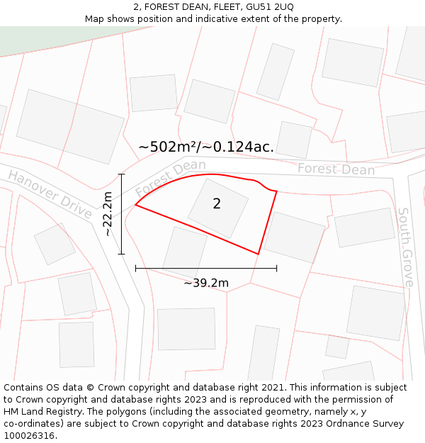 2, FOREST DEAN, FLEET, GU51 2UQ: Plot and title map