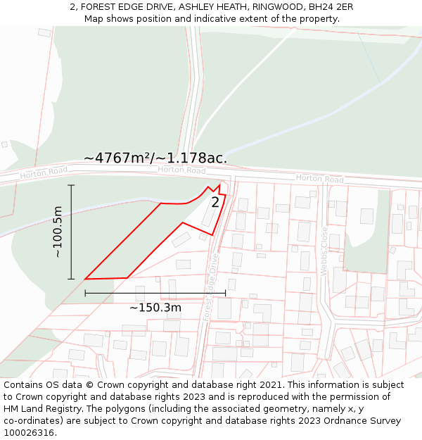 2, FOREST EDGE DRIVE, ASHLEY HEATH, RINGWOOD, BH24 2ER: Plot and title map