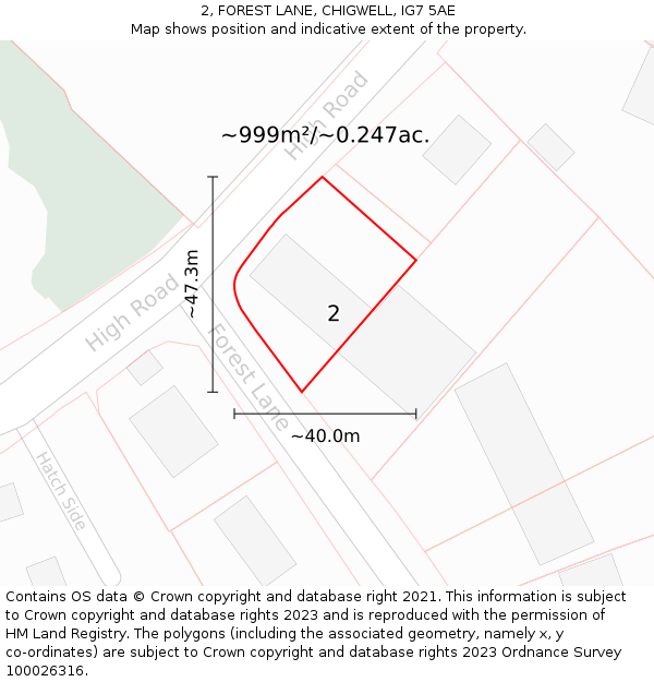 2, FOREST LANE, CHIGWELL, IG7 5AE: Plot and title map