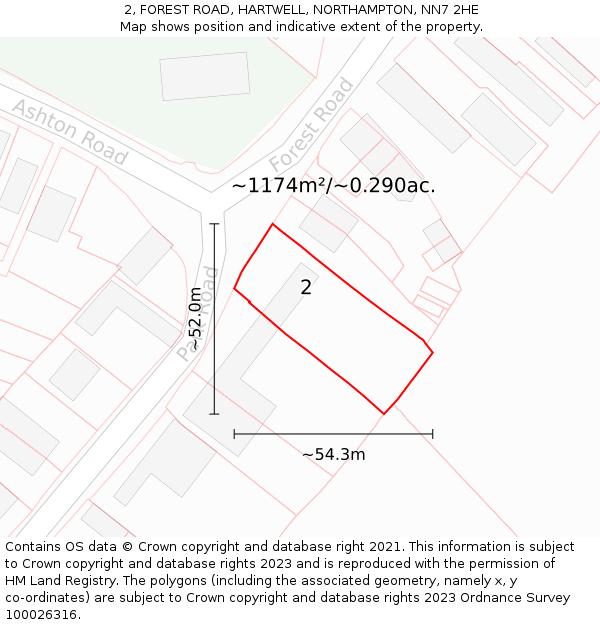2, FOREST ROAD, HARTWELL, NORTHAMPTON, NN7 2HE: Plot and title map