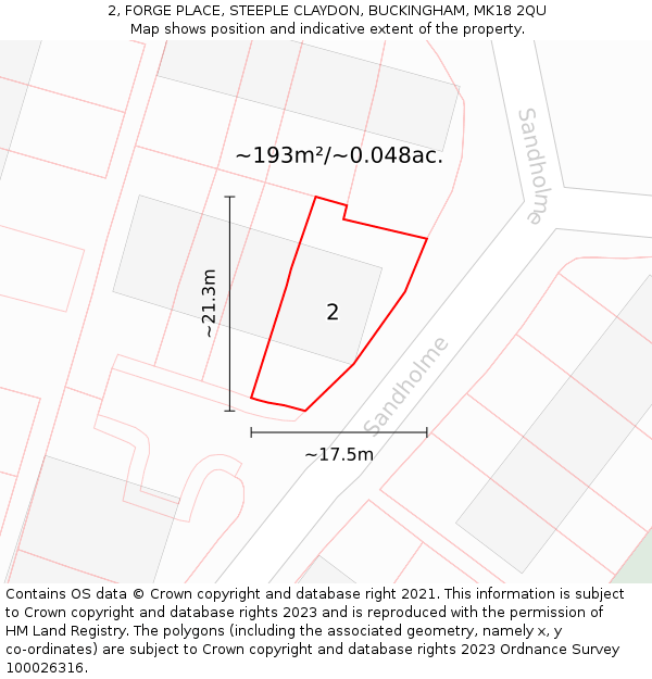 2, FORGE PLACE, STEEPLE CLAYDON, BUCKINGHAM, MK18 2QU: Plot and title map