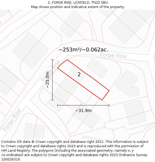 2, FORGE RISE, UCKFIELD, TN22 5BU: Plot and title map
