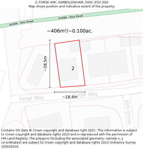 2, FORGE WAY, GARBOLDISHAM, DISS, IP22 2QG: Plot and title map