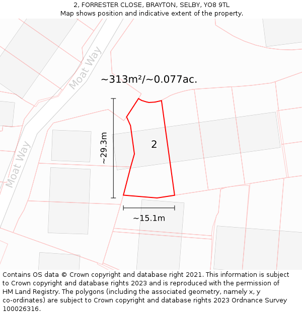2, FORRESTER CLOSE, BRAYTON, SELBY, YO8 9TL: Plot and title map