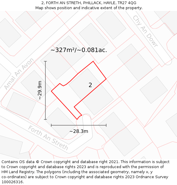 2, FORTH AN STRETH, PHILLACK, HAYLE, TR27 4QG: Plot and title map