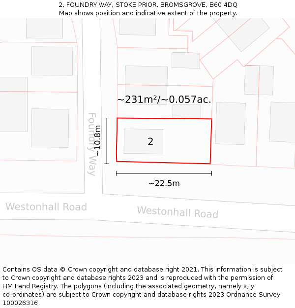 2, FOUNDRY WAY, STOKE PRIOR, BROMSGROVE, B60 4DQ: Plot and title map