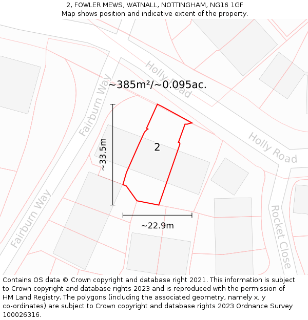 2, FOWLER MEWS, WATNALL, NOTTINGHAM, NG16 1GF: Plot and title map