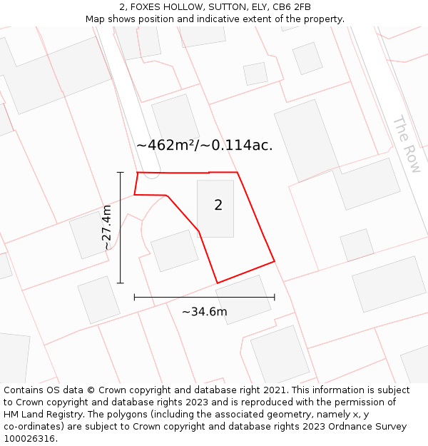 2, FOXES HOLLOW, SUTTON, ELY, CB6 2FB: Plot and title map
