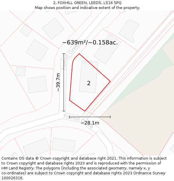 2, FOXHILL GREEN, LEEDS, LS16 5PQ: Plot and title map