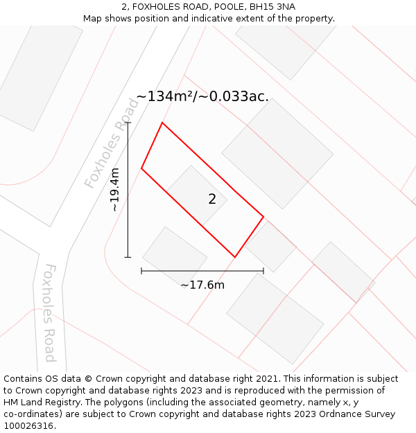 2, FOXHOLES ROAD, POOLE, BH15 3NA: Plot and title map