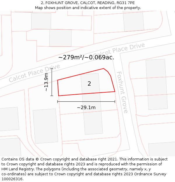 2, FOXHUNT GROVE, CALCOT, READING, RG31 7PE: Plot and title map
