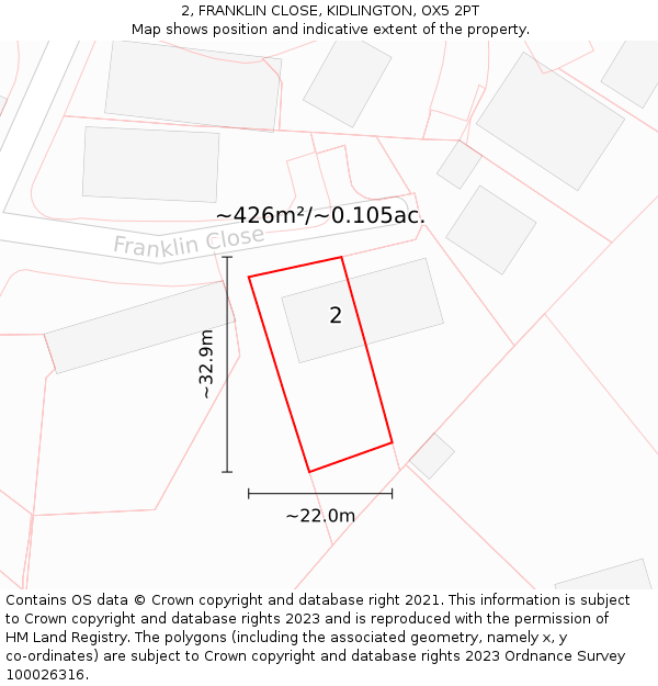 2, FRANKLIN CLOSE, KIDLINGTON, OX5 2PT: Plot and title map