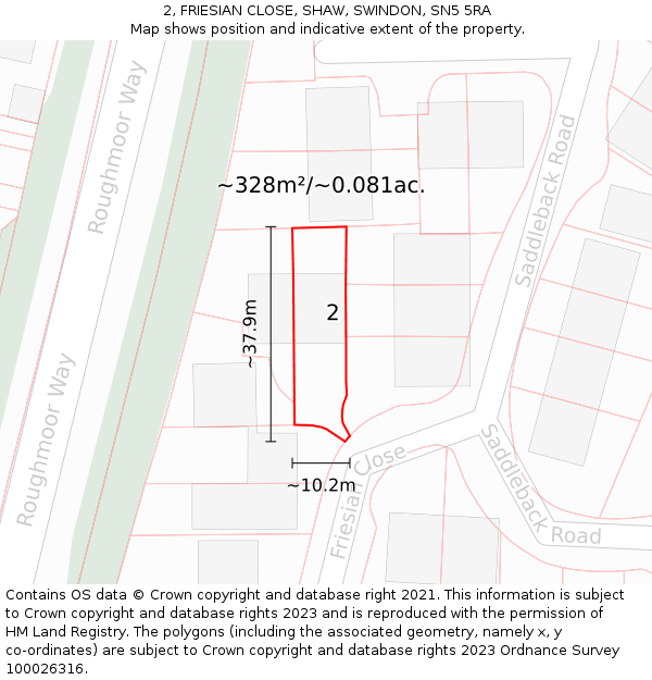 2, FRIESIAN CLOSE, SHAW, SWINDON, SN5 5RA: Plot and title map