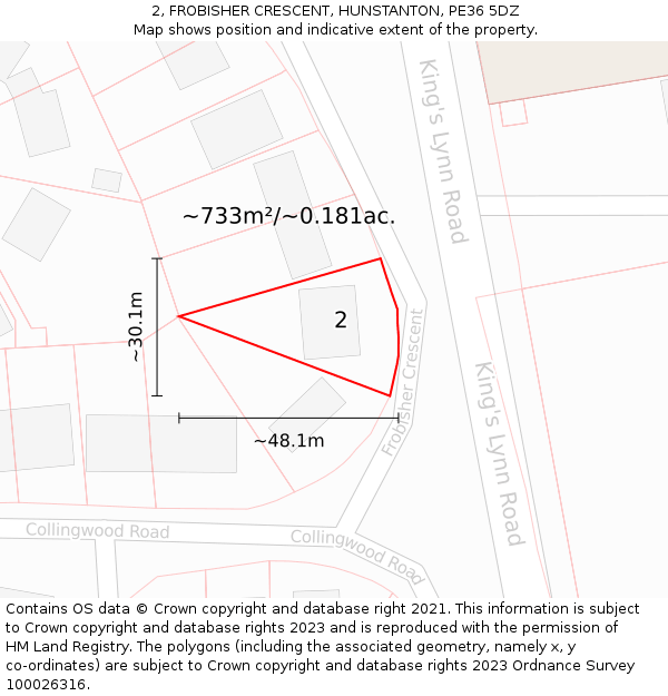 2, FROBISHER CRESCENT, HUNSTANTON, PE36 5DZ: Plot and title map