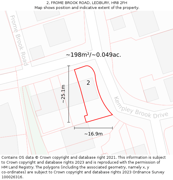 2, FROME BROOK ROAD, LEDBURY, HR8 2FH: Plot and title map