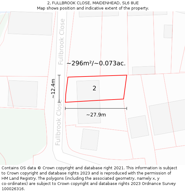 2, FULLBROOK CLOSE, MAIDENHEAD, SL6 8UE: Plot and title map