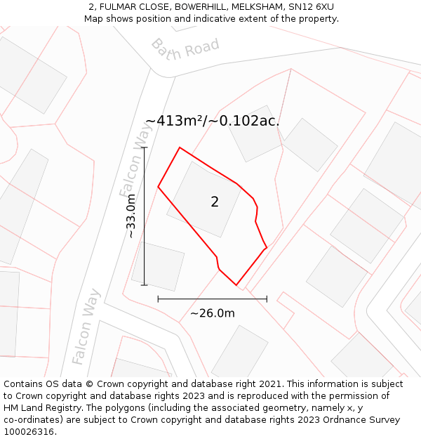 2, FULMAR CLOSE, BOWERHILL, MELKSHAM, SN12 6XU: Plot and title map