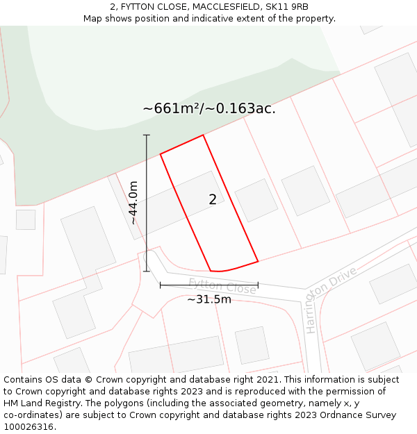 2, FYTTON CLOSE, MACCLESFIELD, SK11 9RB: Plot and title map