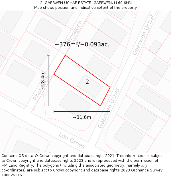 2, GAERWEN UCHAF ESTATE, GAERWEN, LL60 6HN: Plot and title map